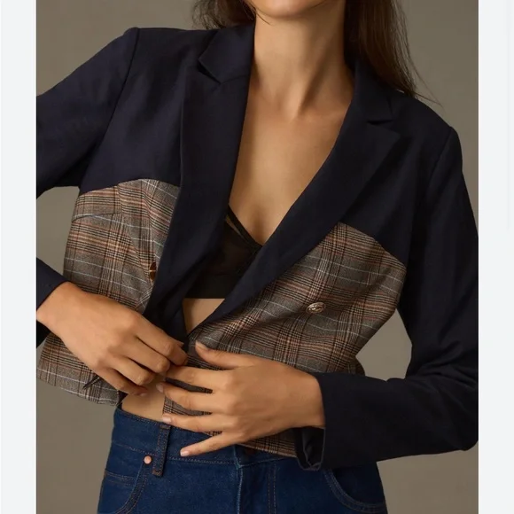 NWT Anthropologie Dolan Fabric Mix Corset Blazer - Picture 3 of 12